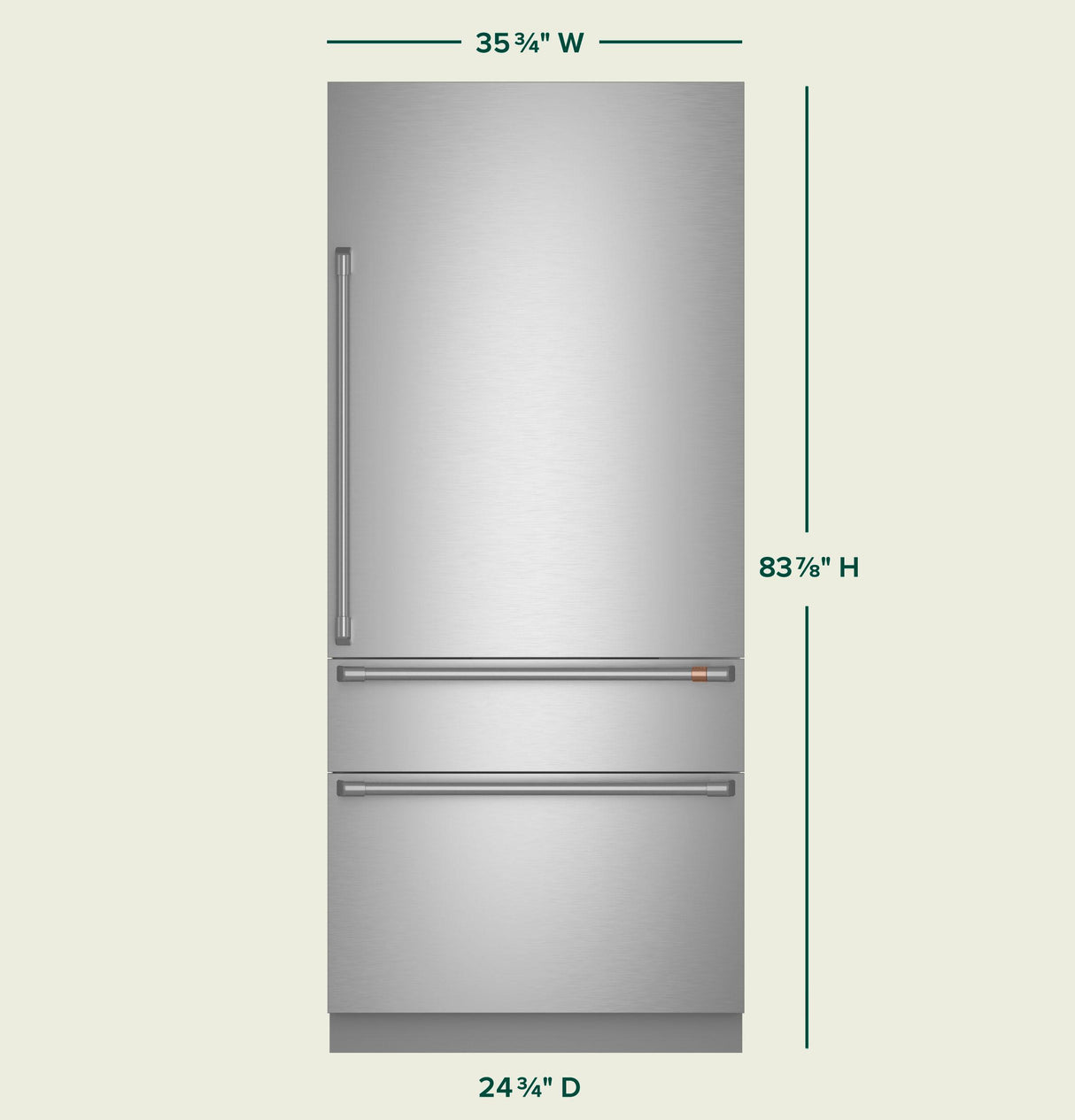 CAFE™ 36" Panel-Ready Integrated Bottom-Freezer Refrigerator - Right Swing