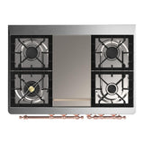 ILVE UMD40FNR3EGPLP Majestic III 40 inch Dual Fuel Range with 6 Burners and Griddle, Dual Function Burner up to 25,000 BTU (Liquid Propane, Triple Glass Door, Emerald Green, Copper)