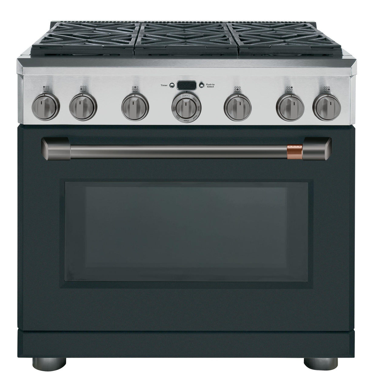Café™ 36" Brushed Black Handle & Knob Set for Pro Range and Rangetop