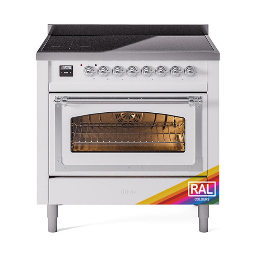 ILVE UNI366NMPRAC Nostalgie II Noblesse 36 inch Induction Range (Triple Glass Door, RAL, Chrome)