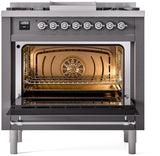 Nostalgie II 36 Inch Dual Fuel Liquid Propane Freestanding Range in Matte Graphite with Chrome Trim