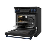 30 Inch Professional Induction Range With Tilt Panel Touch Control In Black and Blue  Gordon Ramsay Series