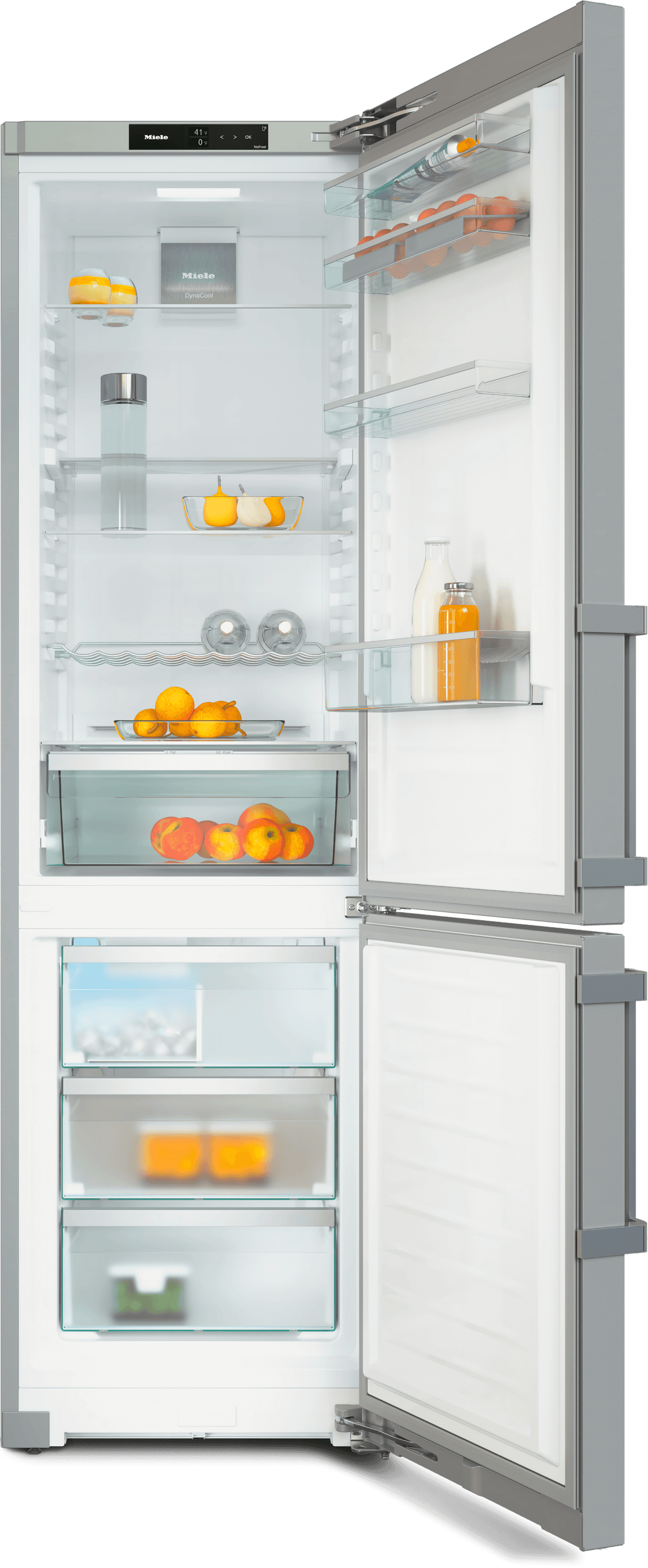 KFN 4799 DDE NA Stainless steel/CleanSteel - Freestanding fridge-freezer with DailyFresh, NoFrost, and IceMaker for fresh ice cubes any time.