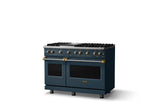 48"W. Sealed Burner Gas Range (Burner: 6g, Finish: Squall, Trim: Brushed Brass, Fuel: Natural Gas)
