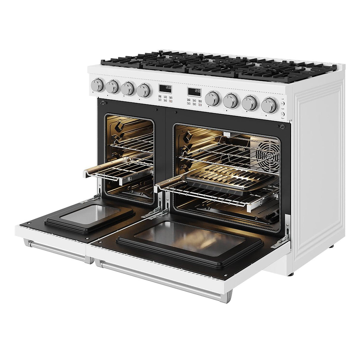 48 Inch Contemporary Professional Gas Range In White