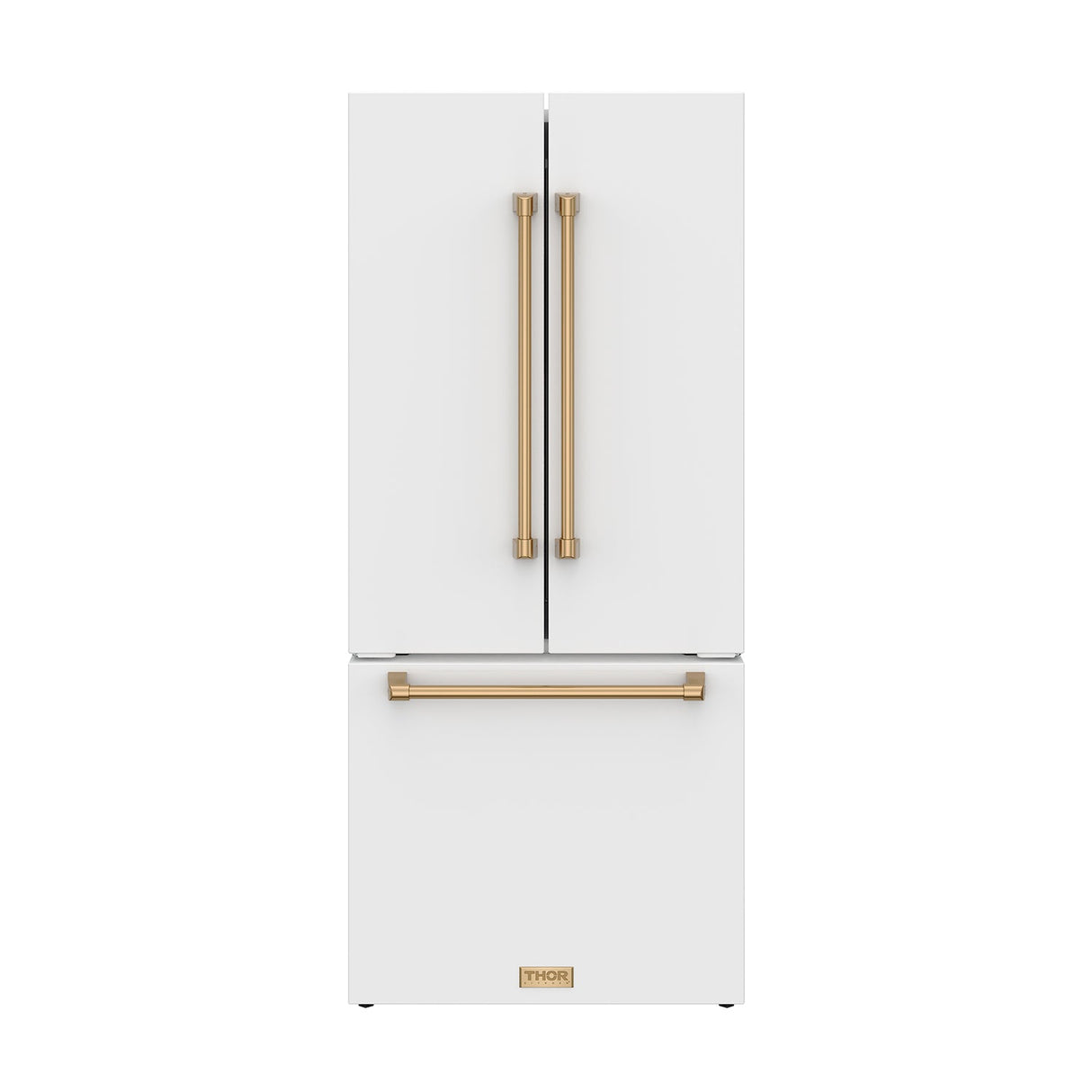 30 Inch French Door Counter Depth Refrigerator With Ice Maker - White/bronze  Gordon Ramsay Series