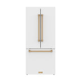 30 Inch French Door Counter Depth Refrigerator With Ice Maker - White/bronze  Gordon Ramsay Series
