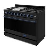 48 Inch Professional Gas Range With Pro-style Knobs In Black/blue  Gordon Ramsay Series