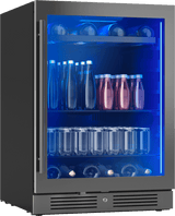 Presrv Bev Cooler, 24in UC, Blk SS+Gls, Rvs Dr, 1Z