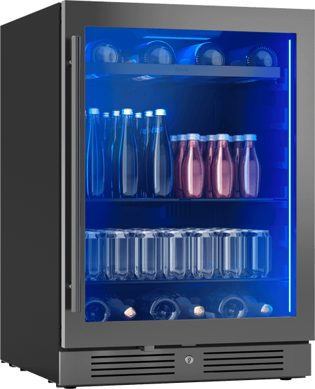 Presrv Bev Cooler, 24in UC, Blk SS+Gls, Rvs Dr, 1Z