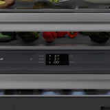 ZLINE Autograph Edition 30 in. 16.1 cu. ft. Built-In Bottom Freezer Refrigerator with Water Dispenser and Ice Maker in DuraSnow' Stainless Steel with Graphite Gray Interior and Polished Gold Accents (GRBIVZ-SN-30-G)