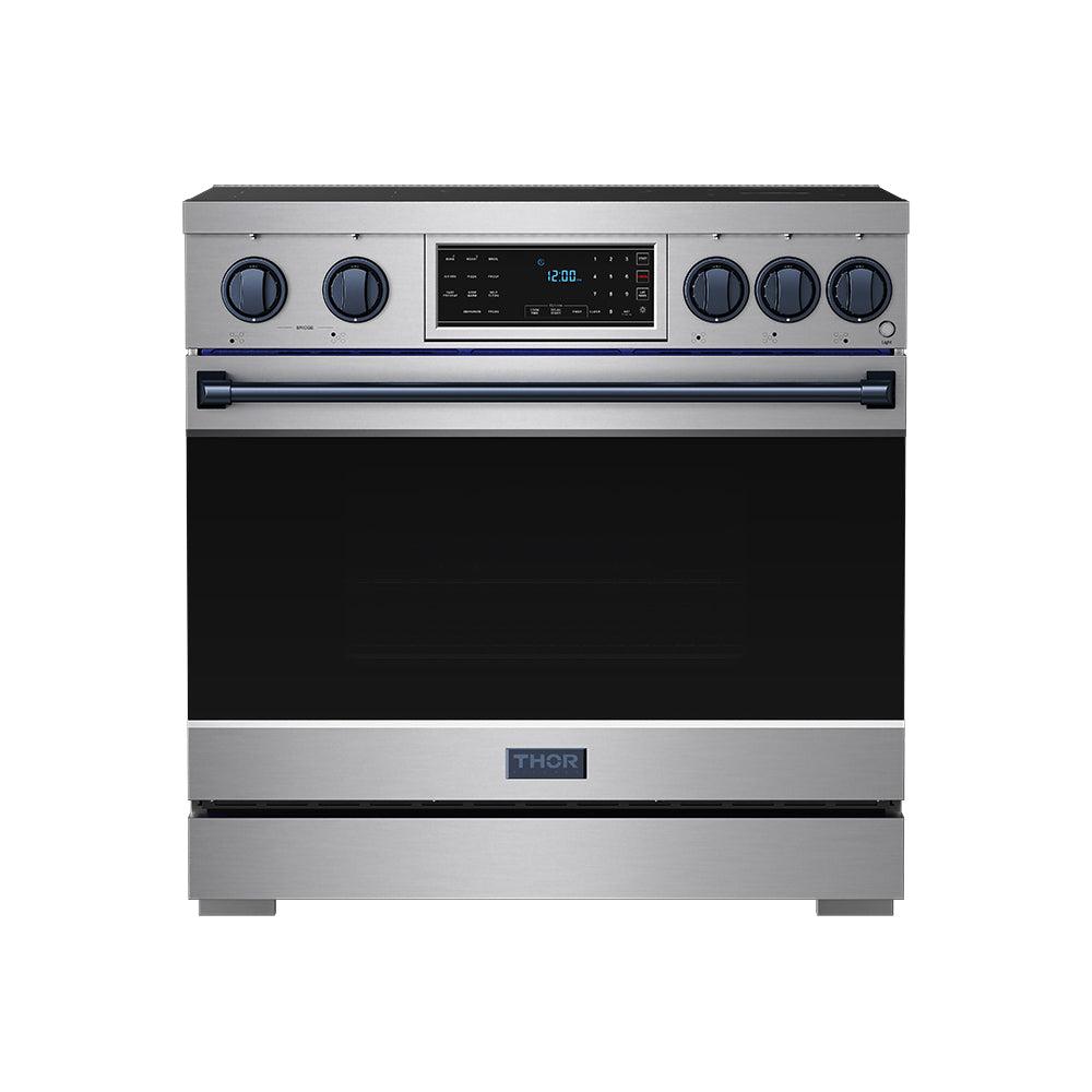 36 Inch Professional Induction Range With Tilt Panel Touch Control In Stainless Steel and Blue  Gordon Ramsay Series