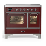 ILVE UMDIB40NR3BUC Majestic III 40 inch Induction Range with 6 Elements, 3.82 cu. ft. Total Oven Capacity (Triple Glass Door, Burgundy, Chrome)