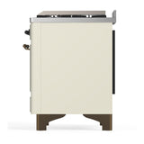 ILVE UM60FNR3AWBLP Majestic III 60 inch Dual Fuel Range with 9 Burners and Griddle, Dual Function Burner up to 25,000 BTU (Liquid Propane, Triple Glass Door, Antique White, Burnished)