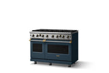 48"W. Open Burner Gas Range (Finish: Squall, Trim: Brushed Brass, Fuel: Propane)