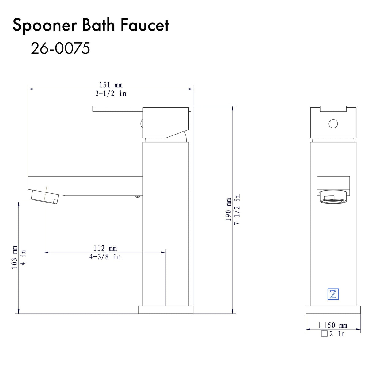 ZLINE Autograph Edition Spooner Bath Faucet in Matte Black (SPN-BF-MB)