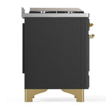ILVE UM60FSQNR3MGG Majestic III 60 inch Dual Fuel Range with 7 Burners, Griddle and French Top, Dual Function Burner with up to 25,000 BTU (Natural Gas, Solid Door, Graphite Matte, Brass)