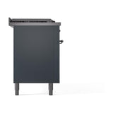 ILVE UN60FSQNMPBGCLP Nostalgie II Noblesse 60 inch Dual Fuel Range (7 Sealed Burners + Griddle + French Top, Liquid Propane, Solid Door, Blue Grey, Chrome)