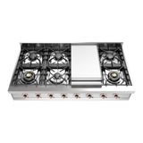ILVE UHCP48FNSSPLP Nostalgie II 48 inch Built-In Gas Rangetop with Griddle, in Stainless Steel (Liquid Propane, Copper)