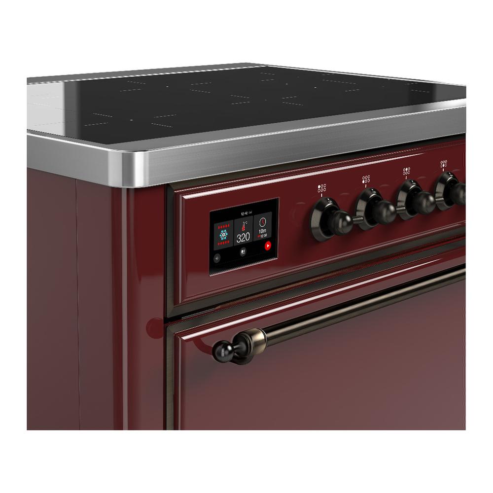 ILVE UMIB36QNR3BUB Majestic III 36 inch Induction Range with 6 Elements, 3.5 cu. ft. Total Oven Capacity (Solid Door, Burgundy, Burnished)