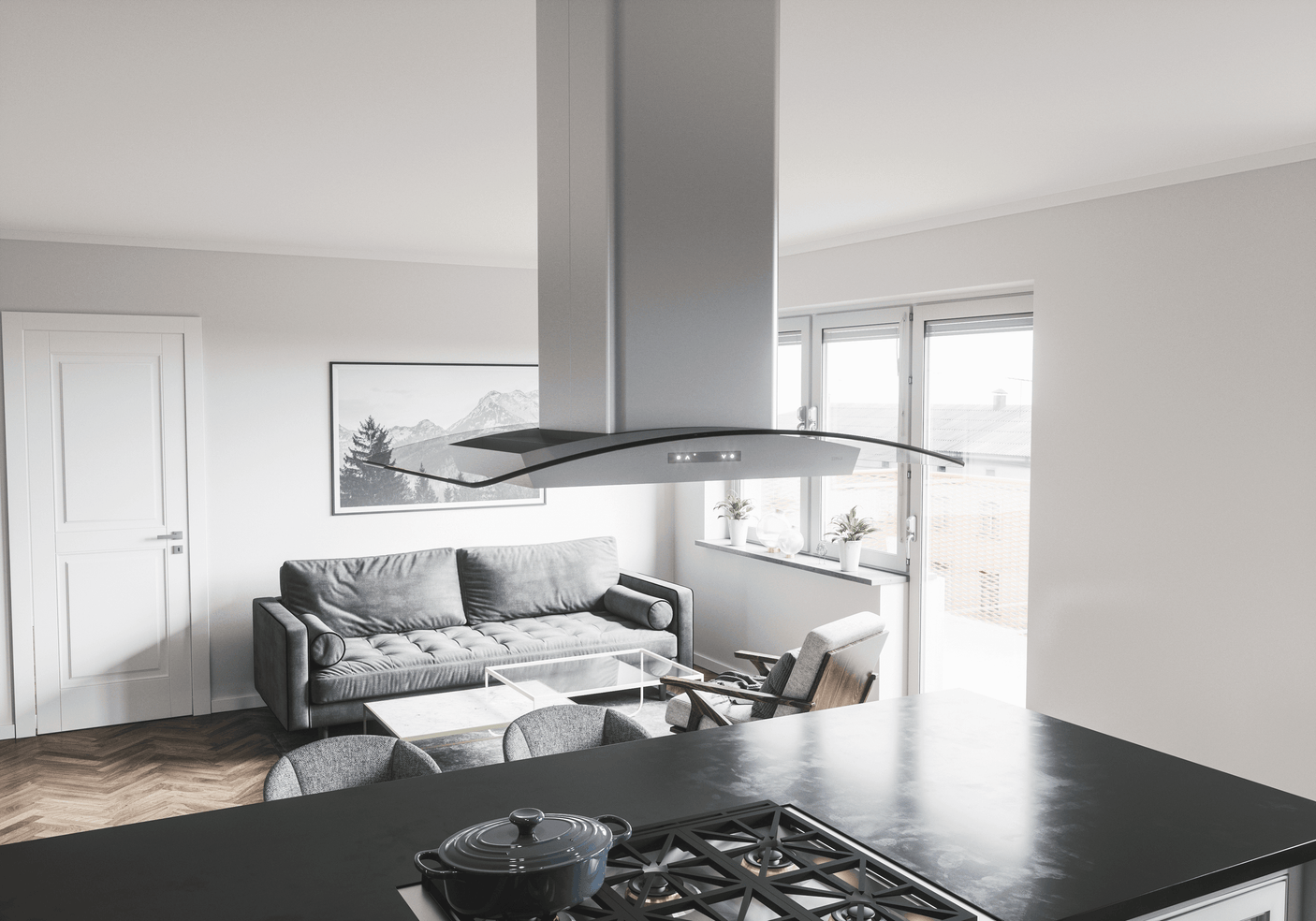 Milano Connect Island, 42in, SS+Glass, LED, ACT