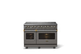 48"W. Induction Range (Finish: Damascus Gray, Trim: Brushed Brass)