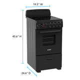 Avanti 20-Inch Freestanding Electric Range with Ceramic Glass Cooktop, in Black (CERU200P1B)