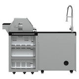 FORNO Bulnes 40-Inch BBQ, 95,000 BTU, 5 Burners, Sear & Rotisserie Infrared with Side Burner, Stainless Steel Outdoor Kitchen with 1.8 cu.ft. Beverage Center & Black Granite Countertops