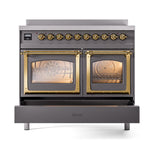 ILVE UNDI406NMPMGG Nostalgie II Noblesse 40 inch Induction Range (Triple Glass Door, Graphite Matte, Brass)