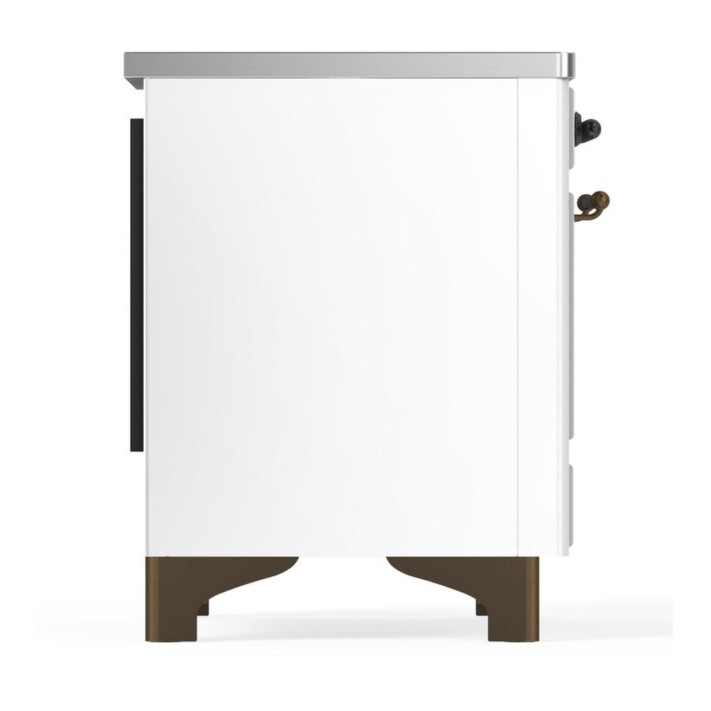 ILVE UMIB36NR3WHB Majestic III 36 inch Induction Range with 6 Elements, 3.5 cu. ft. Total Oven Capacity (Triple Glass Door, White, Burnished)