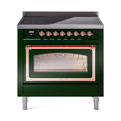 ILVE UNI366NMPEGP Nostalgie II Noblesse 36 inch Induction Range (Triple Glass Door, Emerald Green, Copper)