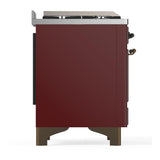 ILVE UM60FQNR3BUBLP Majestic III 60 inch Dual Fuel Range with 9 Burners and Griddle, Dual Function Burner up to 25,000 BTU (Liquid Propane, Solid Door, Burgundy, Burnished)