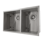 ZLINE 33 in. Chamonix Undermount Double Bowl Stainless Steel Kitchen Sink with Bottom Grid (SR60D-33)