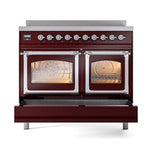 ILVE UNDI406NMPBUC Nostalgie II Noblesse 40 inch Induction Range (Triple Glass Door, Burgundy, Chrome)