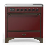 ILVE UMIB36QNR3BUB Majestic III 36 inch Induction Range with 6 Elements, 3.5 cu. ft. Total Oven Capacity (Solid Door, Burgundy, Burnished)
