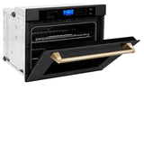 ZLINE 30" Autograph Edition Single Wall Oven with Self Clean and True Convection in Black Stainless Steel (AWSZ-30-BS) [Color: Gold]