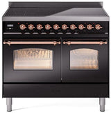 Nostalgie II 40 Inch Electric Freestanding Range in Glossy Black with Copper Trim