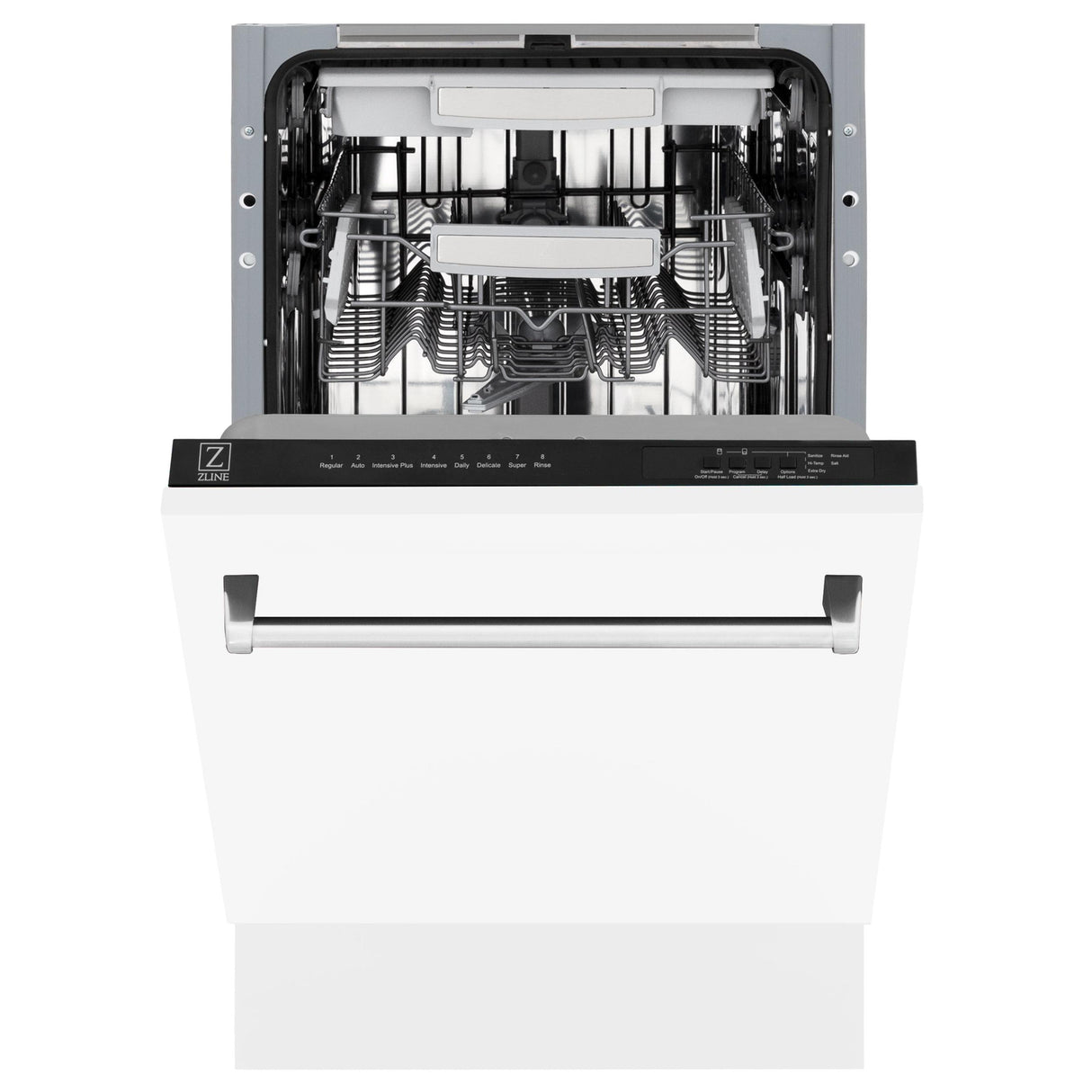 ZLINE 18" Tallac Series 3rd Rack Top Control Dishwasher with Traditional Handle, 51dBa [Color: White Matte]