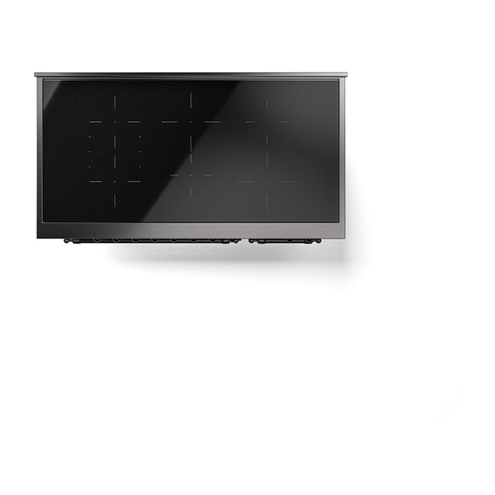 ILVE UNI486QNMPBGB Nostalgie II Noblesse 48 inch Induction Range (Solid Door, Blue Grey, Burnished)