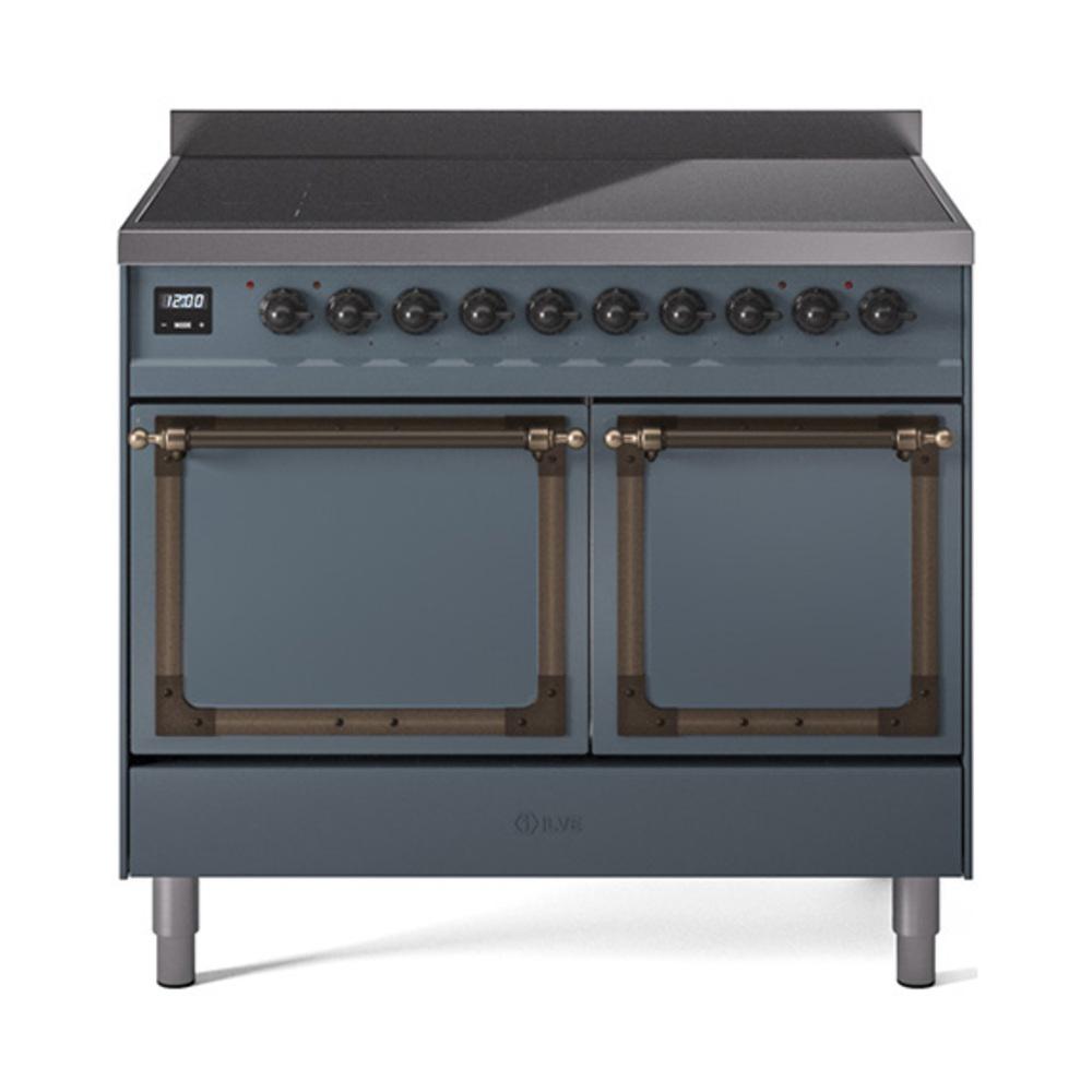 ILVE UNDI406QNMPBGB Nostalgie II Noblesse 40 inch Induction Range (Solid Door, Blue Grey, Burnished)