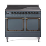 ILVE UNDI406QNMPBGB Nostalgie II Noblesse 40 inch Induction Range (Solid Door, Blue Grey, Burnished)
