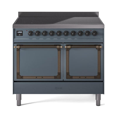 ILVE UNDI406QNMPBGB Nostalgie II Noblesse 40 inch Induction Range (Solid Door, Blue Grey, Burnished)