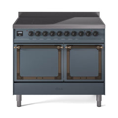 ILVE UNDI406QNMPBGB Nostalgie II Noblesse 40 inch Induction Range (Solid Door, Blue Grey, Burnished)