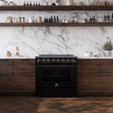 Forno Paolo 36 Inch Black Freestanding Electric Range, Stainless Steel, 5.44 cu.ft, True Convection Oven, Energy Efficient
