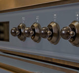 Majestic II 36 Inch Dual Fuel Natural Gas Freestanding Range in Blue Grey with Bronze Trim