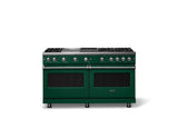 60"W. Sealed Burner Gas Range (Finish: Ivy, Trim: Polished Chrome, Fuel: Natural Gas)