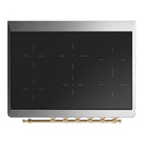 ILVE UMIB36NR3AWG Majestic III 36 inch Induction Range with 6 Elements, 3.5 cu. ft. Total Oven Capacity (Triple Glass Door, Antique White, Brass)