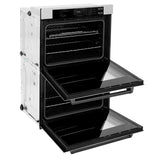 ZLINE 30 in. Autograph Edition Professional True Convection Double Wall Oven with Air Fry and Self Clean in DuraSnow' Stainless Steel with Matte Black Handles (WADSZ-30-MB)