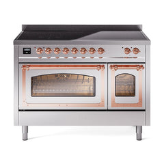ILVE UNI486NMPSSP Nostalgie II Noblesse 48 inch Induction Range (Triple Glass Door, Stainless Steel, Copper)