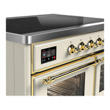 ILVE UMDIB40NR3AWG Majestic III 40 inch Induction Range with 6 Elements, 3.82 cu. ft. Total Oven Capacity (Triple Glass Door, Antique White, Brass)